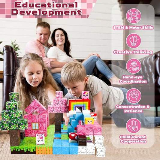 Unicorn Girls Fairyland 100PCS Magnetic Building Blocks